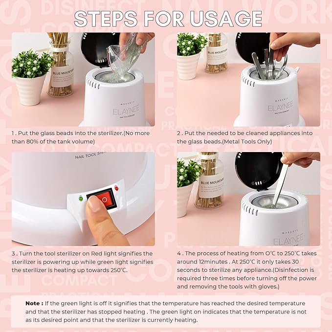 Makartt Nail Tool Sterilizer Bundle with Nail Drill Bits, 7Pcs Tungsten Carbide Nail Drill Bit