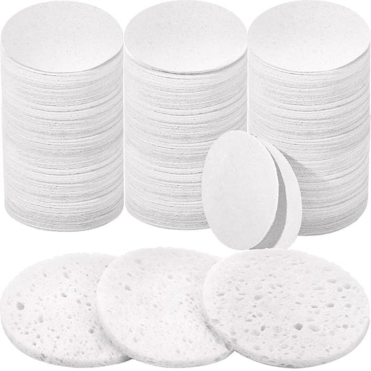 300 Count Compressed Facial Sponges Natural Face Sponges for Cleansing Disposable Facial Exfoliating Pads for Estheticians(White)