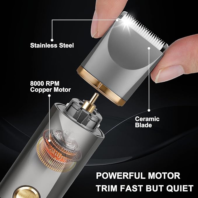 Bikini Trimmer for Women -Manscape Body Hair Trimmer IPX7 Waterproof Ball,Rechargeable Electric Shaver for Pubic/Body/Groin Grooming,Gifts for Him Dad,Gray&Gold