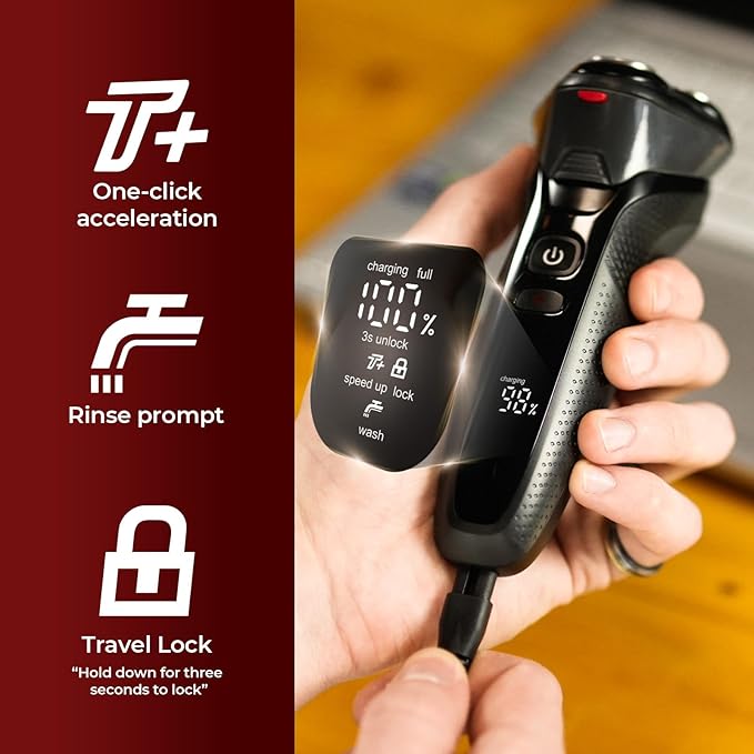 Electric Razor for Men, rategist Rechargeable Shaver, Waterproof Wet Dry Cordless, Adjustable Speeds, with Nose Hair Trimmer