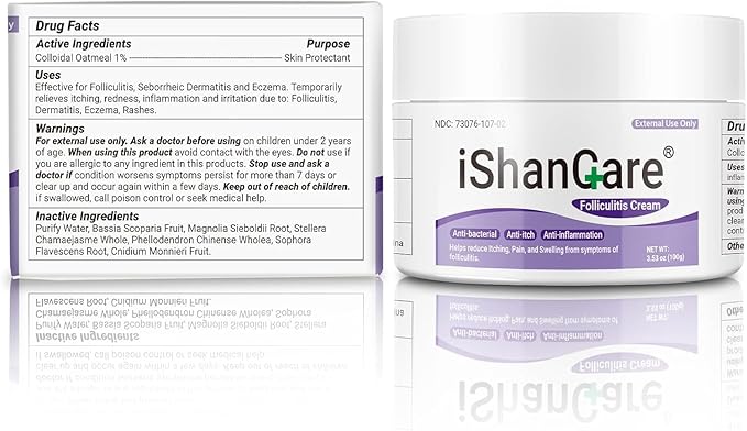 Folliculitis Treatment, Highly Effective Folliculitis Cream, Natural folliculitis for Itching, Redness, Inflammation, Ache, Burning, 3.53 Oz