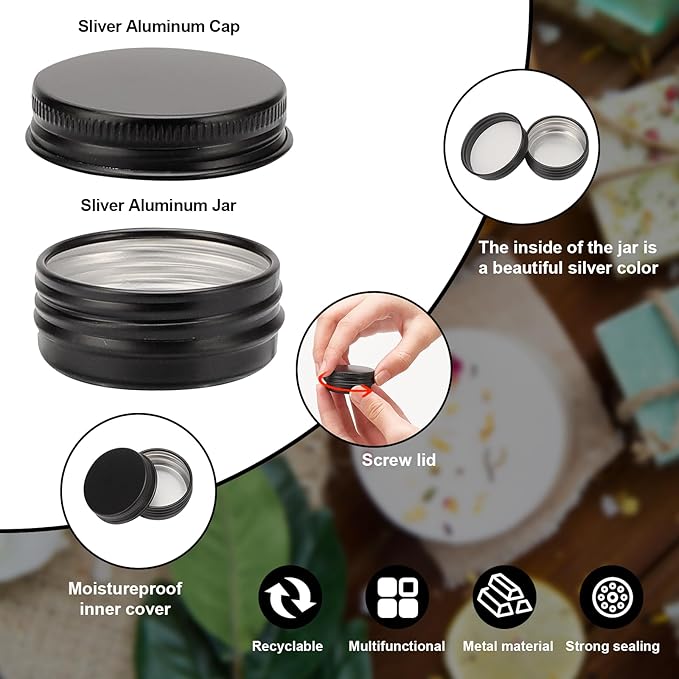 234 Pack Round Cans with Screw Lid 1/2 OZ Aluminum Metal Tins,for DIY homemade lotion bars, salves, and candles, Balms, Spices, Beard Balm, Crafts with 6 Markers 8 Sheets Label Stickers