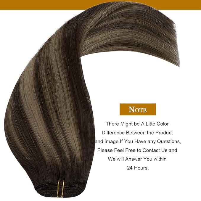 Loxxy Straight Clip in Hair Extensions Real Human Hair for Black Woman 16Inch Omber Natural Black Ombre To Chestnut Brown Natural Hair Extensions Clip ins R1B-1B/6A 120g 7pcs 16clips