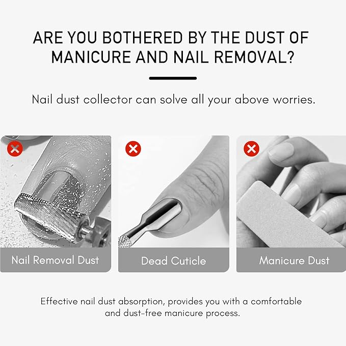 SAVILAND 3-in-1 Nail Dust Collector – Powerful Nail Vacuum Fan with Efile Nail Drill Lighting Lamp Reusable Filter Dust Collector Extractor for Manicure Nail Art Equipment Acrylic/Gel Nails Removal