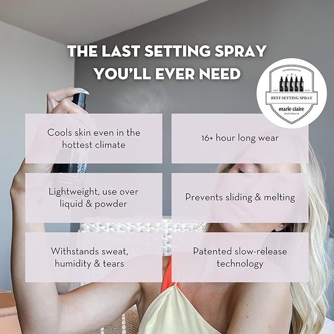 Skindinavia The Makeup Finishing Spray, Classic Makeup Setting Spray, All-Day Wear, Long-Lasting Up to 16+ Hours, Heat-Resistant & Waterproof, Cooling Fine Mist, 4.0 Oz