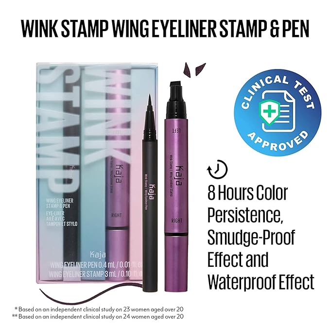 Kaja Winged Eyeliner Set - Wink Stamp Original | with Avocado Extract, Double-ended Wing, Smudge-Proof, Waterproof, Eye Irritation Tested, Long Lasting Pencil, Colorstay, Mother's Day