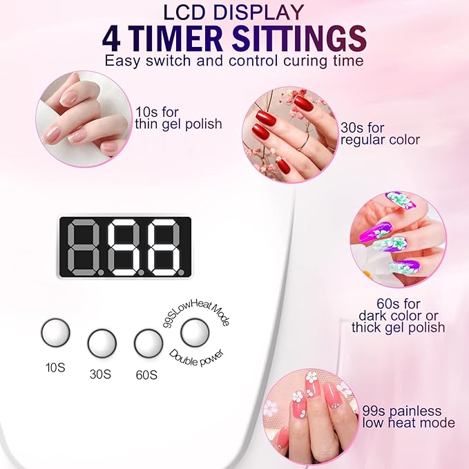 NAILGIRLS UV LED Nail Lamp,168W Fast Curing LED UV Light for Gel Nails with 4 Timer Setting Auto Sensor,Nail Dryer for Fingernail and Toenail,Salon Home Nail Art