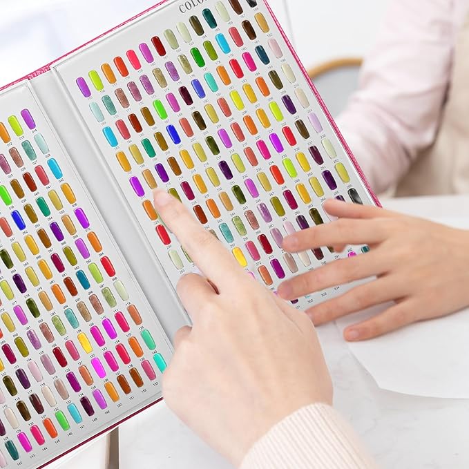 308 Polish Display Book, Gel Color Display Book, Fake Tips Sample Painting Art Design for Nail Salons, DIY at Home (Rose Red)