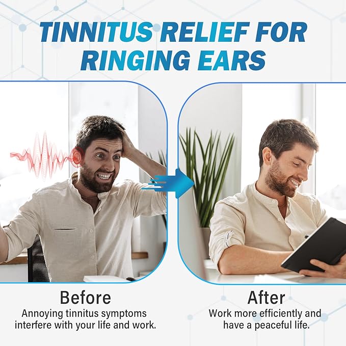 Tinnitus Relief for Ringing Ears, Tinnitus Treatment Supplement for Ear Ringing Relief, Supports Ear Health & Reduces Ringing in Ears, Promotes Peaceful Life & Hearing Comfort, 120 Capsules