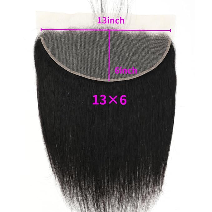 13x6 Lace Frontal Skinlike Human Hair Lace Closure Straight HD Transparent 13x6 Ear to Ear Frontal With Baby Hair Free Part 100% Virgin Straight Human Hair Closure Natural Hairline 14inch