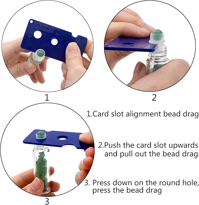 Essential Oil Roller Bottle 10ml w EVA Carrying Travel Case（Clear Glass Bottle with silver Cap、10pack、Gemstone Roller Balls、Crystal Chips Inside、Opener Gemstone Roller Ball Bottles