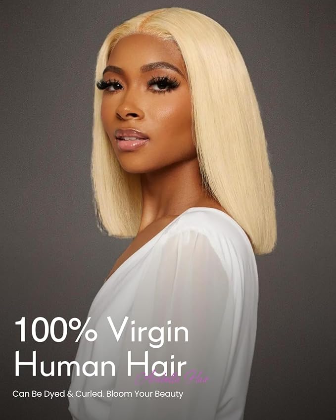 Arabella 5x6 Ready to Go Glueless Wigs Human Hair 210% Density 613 Blonde Bob Wig Human Hair 613 Lace Front Bob Wig Human Hair Pre-Cut Lace Glueless Wigs Human Hair (14inch, 5x6 Glueless Bob)