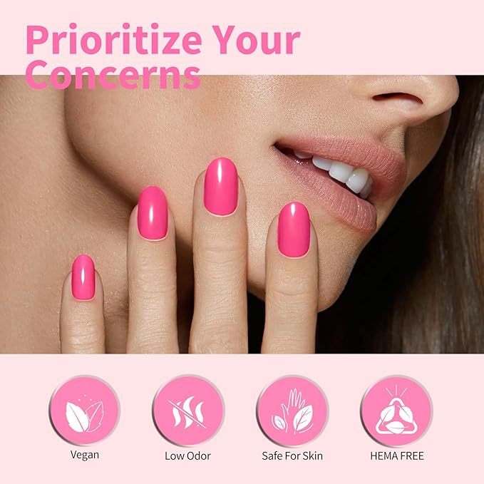 CANNI 6 Colors 9 ML Hema-Free Pink Gel Nail Polish Set, Hot Pink Purple Gel Polish Kit Light Baby Neon Pink Colors, Soak Off LED Nail Gel Manicure Kit DIY at Home Salon Gifts