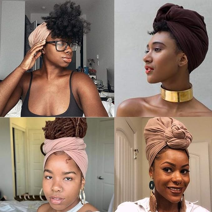 12 Pieces Head Wrap Scarf Stretch Jersey Turban Extra Long Ultra Soft Urban Headwraps for Women Solid Color African Headwear Headband Tie Wholesale Set02
