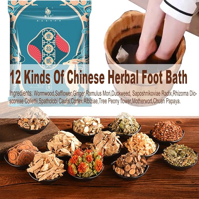 12 Kinds Herbal Foot Soak Bag Set–30 Bags for Dry Feet,Cracked Feet and Lymphatic Drainage,Daily Rebody Pedicure Kit Foot Soak Set,Mugwort,Ginge