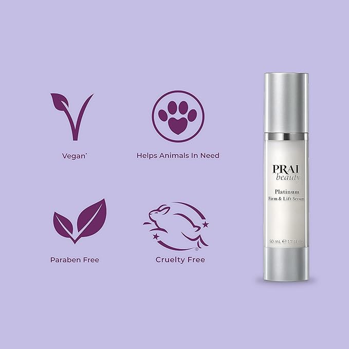 PRAI Beauty Platinum Firm and Lift Serum, Anti-Aging Face Serum for Instant Face Lift, Nourishing and Hydrating Serum, Vegan, Cruelty-Free, 1.7 Fl oz
