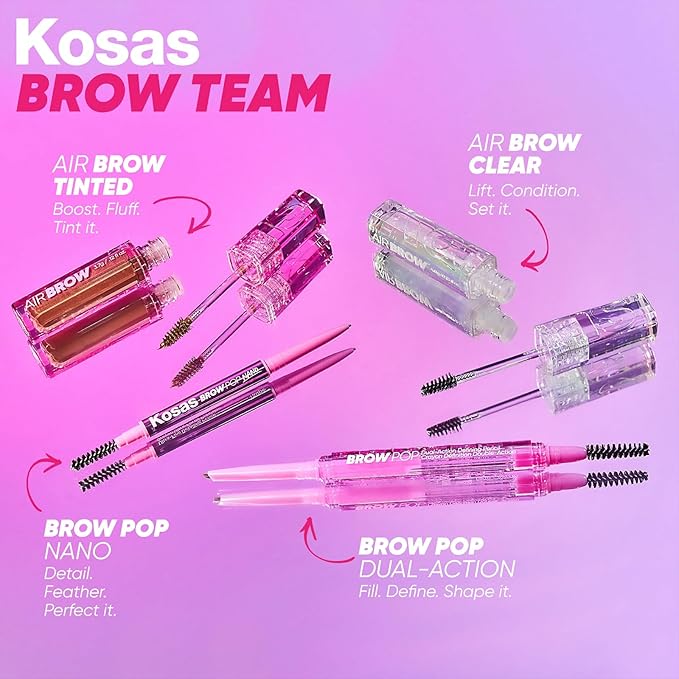 Kosas Air Brow Tinted Gel with Clean, Vegan Ingredients for Fluffy, Full and Healthy Brows, Longwear (Black)