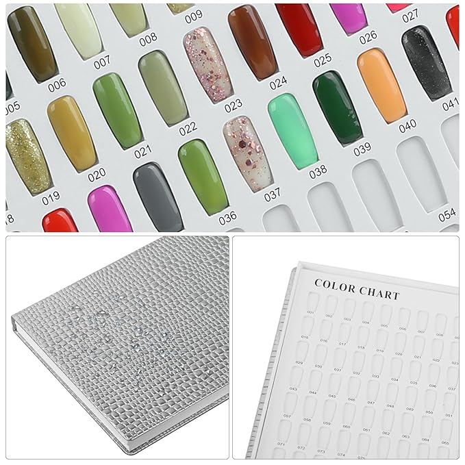 308 Nail Polish Swatches Book Leather Nail Color Display Book,UV Gel Polish Book Nail Painting Practice Design Board, Fake Tips Nails Sample Display Nail Art for Nail Salons