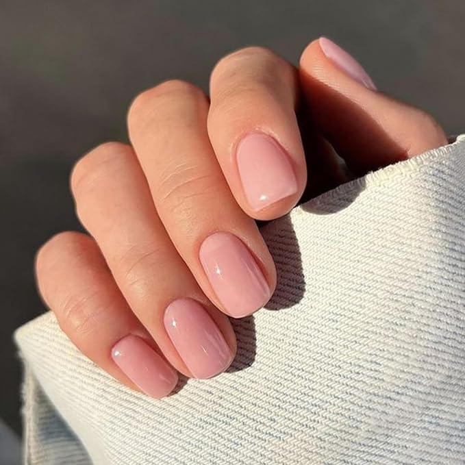 Modelones Pink Press on Nails, Spring Easter Short Square Fake Nails, Reusable Nail Kit with Nail Glue Adhesive Tabs Mini Nail File, Nails Press Ons 32Pcs 16Sizes, Women Girl Gift