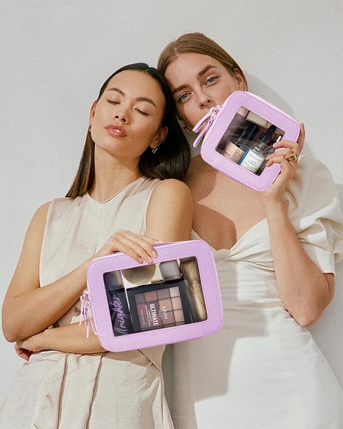 Clear Makeup Bag, Small Makeup Bag TSA Approved Toiletry Bag Cosmetic Travel Bag Cute Makeup Bag Organizer Makeup Case Pouch Car Essentials for Women Men