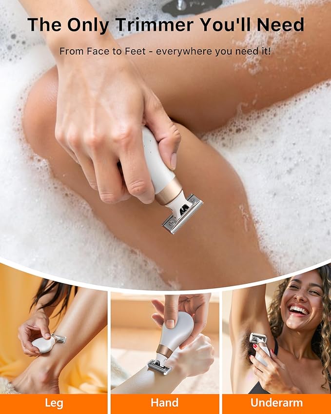 New Intimate Electric Trimmer for Women, [Small But Powerful] Designed for Pubic Hair Grooming, Bikini Line Removal, Wet/Dry Shaver On-The-Go, USB-C Rechargeable Razor with Travel Case, White