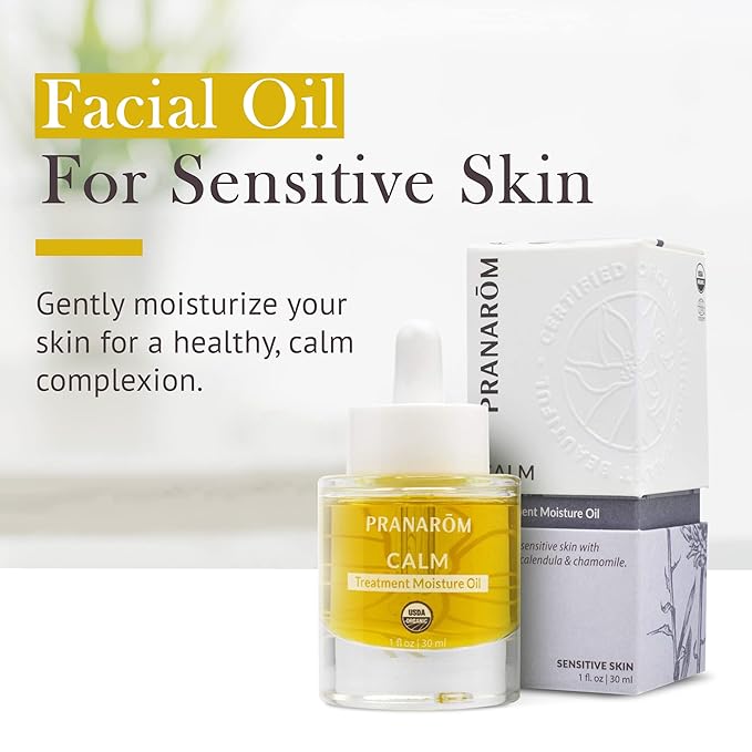 Pranarom - Calm Treatment Moisture Oil (1oz / 30ml) - 100% Pure & Natural Essential Oil Moisturizing Oil for Sensitive Skin Treatment & Nourishment