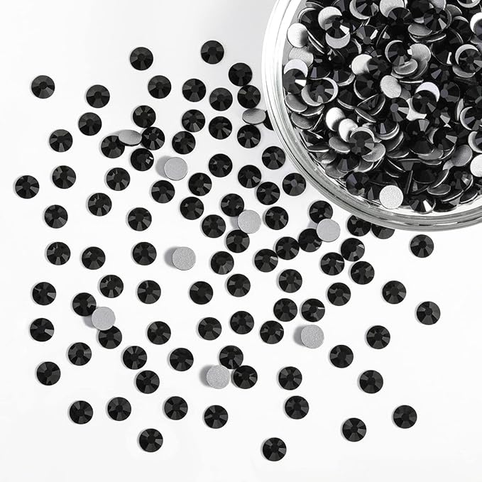 Beadsland Flatback Rhinestones Bulk,14400pcs Black Rhinestones for Nails Crafts Clothes DIY Decoration, Jet Black, SS6, 1.9-2.1mm