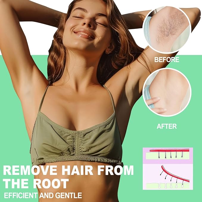 Hard Wax Beads, 1lb Unscented Stripless Wax Beans for Brazilian Waxing, Bikini, Body, Back, Chest, Leg, Armpit, Face, Wax Beads for Sensitive Skin Coarse Hair Removal from Root Women Men