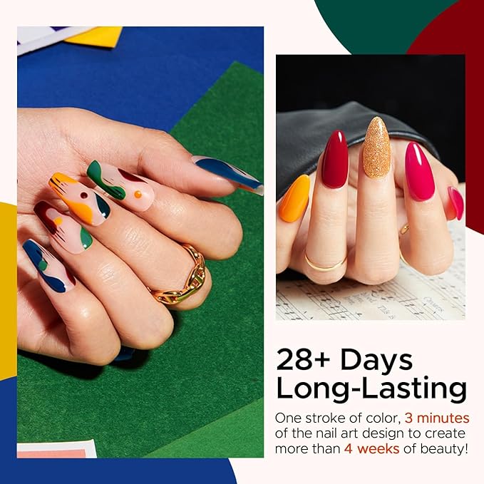 MEFA Gel Nail Polish Set, 12 Colors Gel Nail Kit Pink Red Black Glitter White Blue Yellow Purple Collection with Classic Color for Starters Nail Art Manicure at Home DIY Salon Gifts