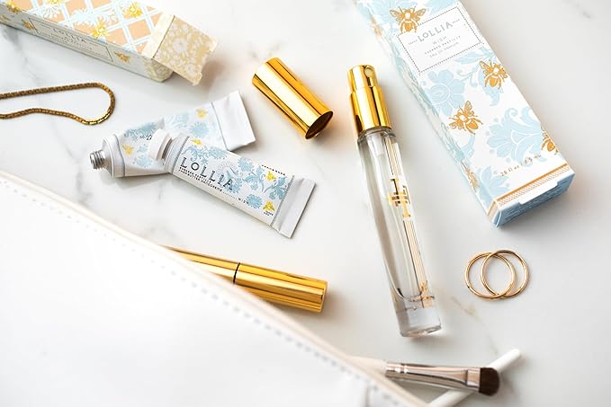 LOLLIA Wish No. 22 Handcreme Bundle, .33 oz. & 4 oz. – Sugared Pastille – Scented Hand Cream for Women, Moisturizing Hand Lotion for Dry Hands, Shea Butter & Cocoa Butter, Quick Absorbing Lotion