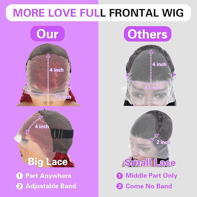 34 Inch 99j Burgundy Lace Front Wig Human Hair 200 Density 13x4 Deep Wave Pre Plucked Wine Red Curly Wet Wavy HD Full Lace Frontal Glueless for Women