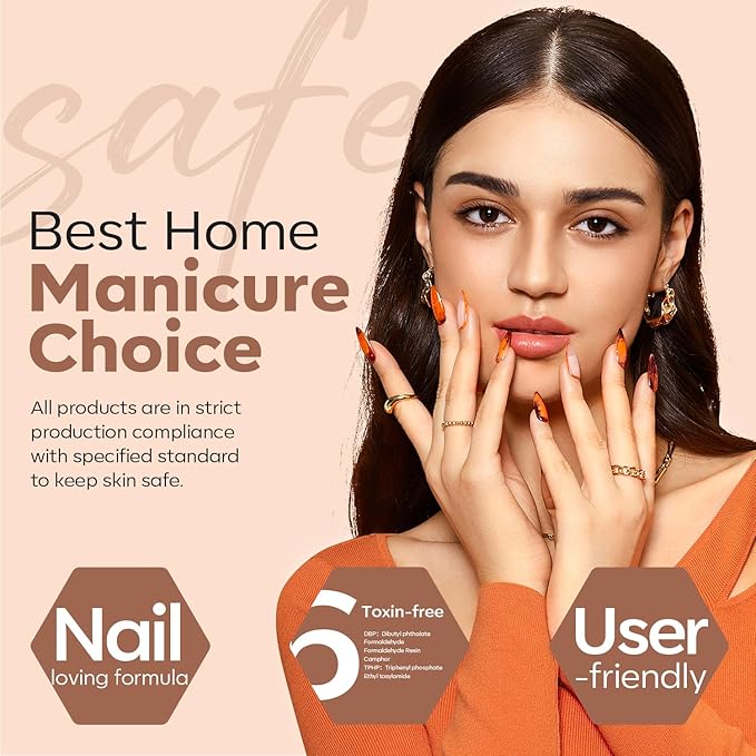 modelones Nail Polish Set 6 Colors, Milky White Brown Metallic Nude Bronze Quick Dry Mini Nail Lacquer Kit Shimmer Burnt Orange Copper Nail Art DIY Home Salon Manicure Gift for Women Girls