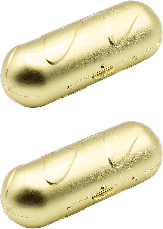 Stephanie Imports Set of 2 Capsule Shaped Lipstick Cases With Glass Mirror (Gold Wave)