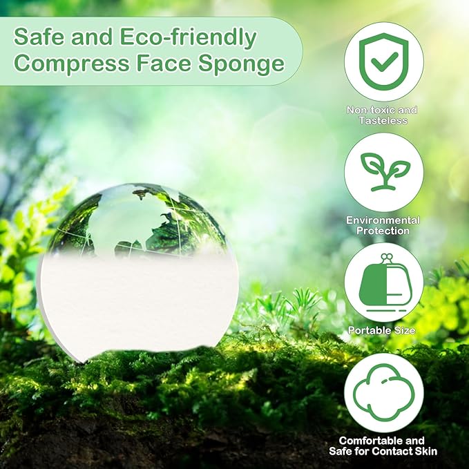 240+1 Pack White Compressed Facial Sponges, Luxiv Round Compress Face Cleaning Sponge for Estheticians Face Sponge Soft Compressed Makeup Sponges with Travel case (240)