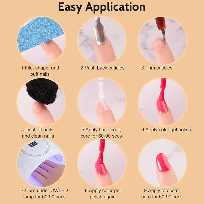 Lavender Violets 48pcs Gel Nail Polish Kit with UV Light, 27 Skin Tone Colors Gel x Nail Kit with Everything All Seasons Set, 54W LED Nail Lamp, No Wipe Base Top Coat & Manicure Tools Q980