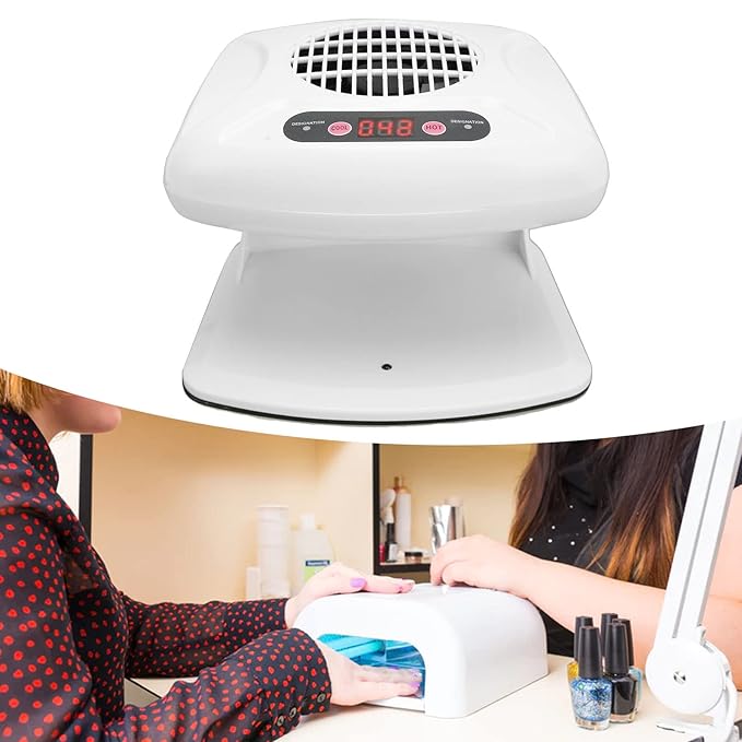 Air Nail Dryer with Automatic Sensor, 300W Timing Air Nail Fan Blow Dryer for Both Hands and Feet, Warm & Cool Wind Blower Dryer for Regular Nail Polish Home and Salon Use