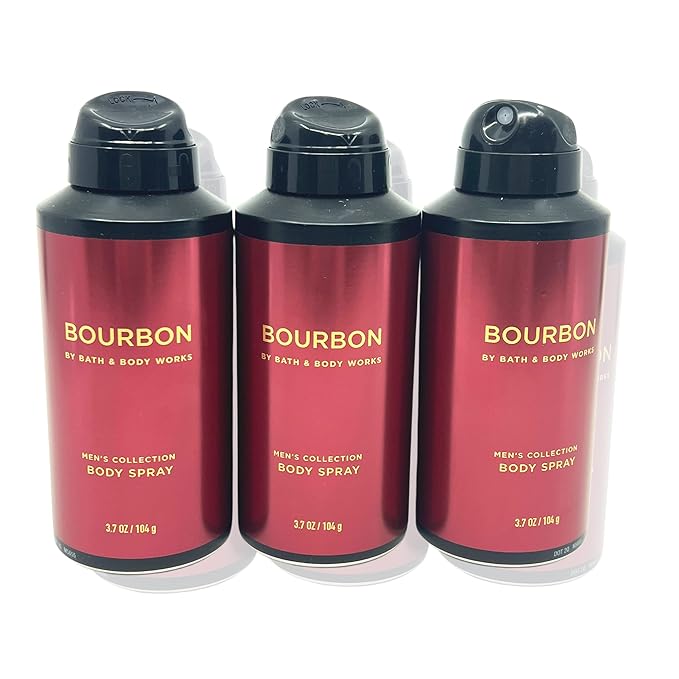 Bath & Body Works Bourbon Body Spray 3.7oz - pack of 3 - Men’s Collection Body Spray for Men