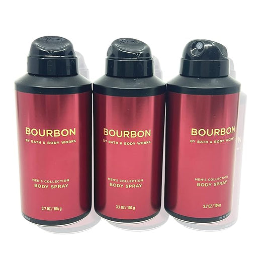 Bath & Body Works Bourbon Body Spray 3.7oz - pack of 3 - Men’s Collection Body Spray for Men