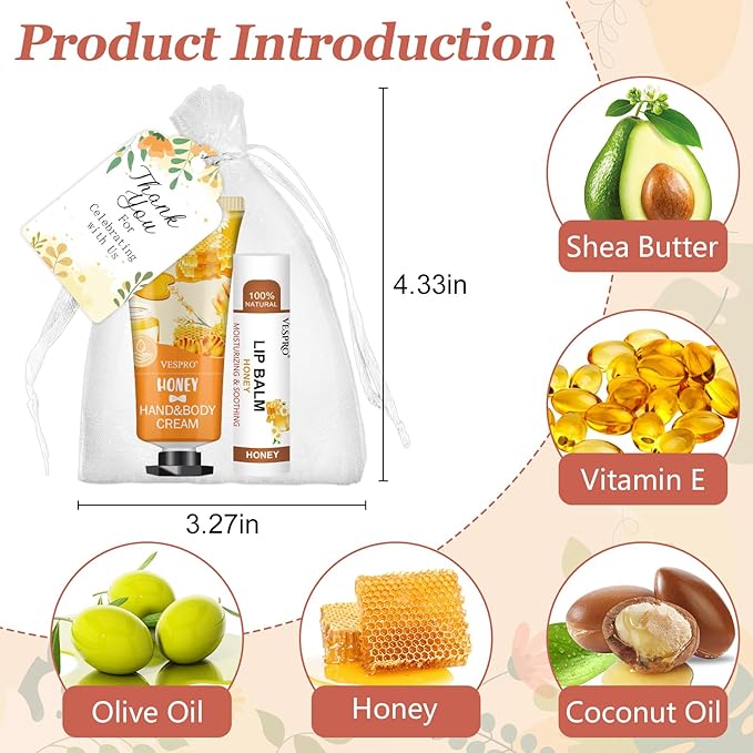 30 Sets Bulk Hand Lotion and Bulk Lip Balm Gifts, Mothers Day Gifts, Bridal Shower Favors and Wedding Favors for Guests with Thank You Card and Organza Bags, Teacher Gifts and Nurse Gifts for Women