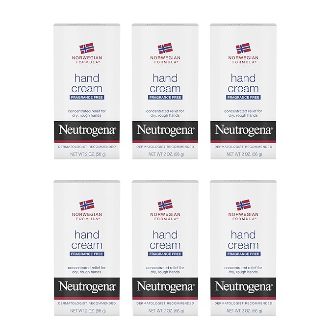 Neutrogena Norwegian Formula Moisturizing Hand Cream Formulated with Glycerin for Dry, Rough Hands, Fragrance-Free Intensive Hand Lotion, 2 oz, 6 Pack