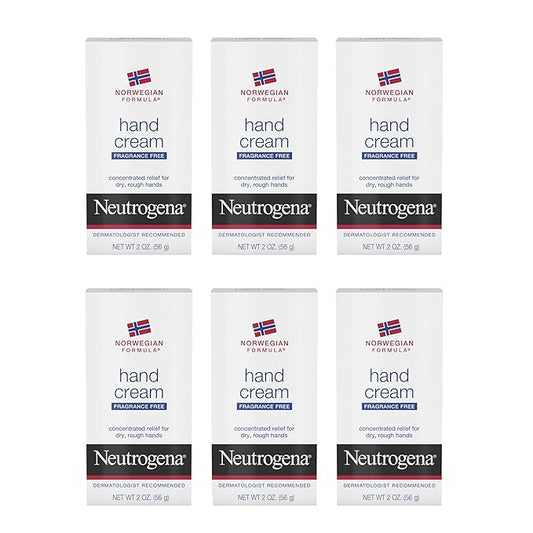 Neutrogena Norwegian Formula Moisturizing Hand Cream Formulated with Glycerin for Dry, Rough Hands, Fragrance-Free Intensive Hand Lotion, 2 oz, 6 Pack