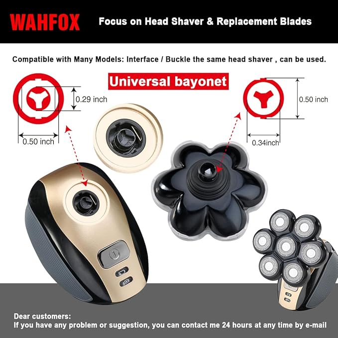 Universal Magnetic 7 Blades Head Shaver Replacement Blades for FREEDOM FREEBIRD and Other Brands Head Shaver (CX7 BLACK)