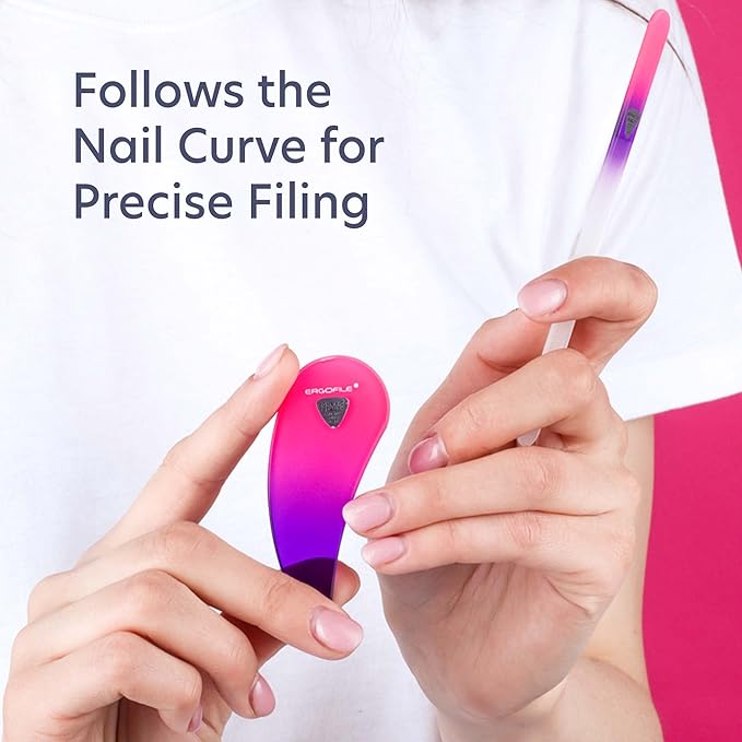 BONA FIDE BEAUTY Czech Glass Nail File Set, Ergo Nail File Value Bundle - His and Hers Gifts