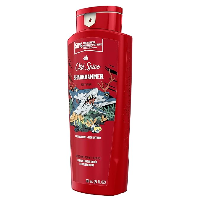 Old Spice Cleansing Body Wash for Men, 3X Defense, 24/7 Shower Fresh with Lasting Scent, 2-in-1 Body & Face Wash, Sharkhammer Scent, 24 oz (Pack of 4)