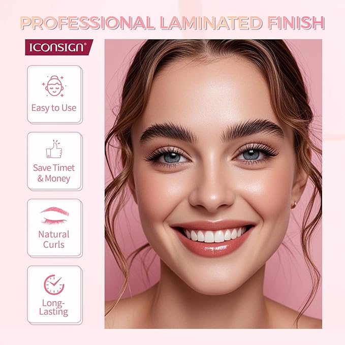 ICONSIGN Lash Lift Kit, Single Sachet Design Eyelash Fast Perm Kit with Glue Balm, Easy to Operate, Suitable for Salon & Home Use