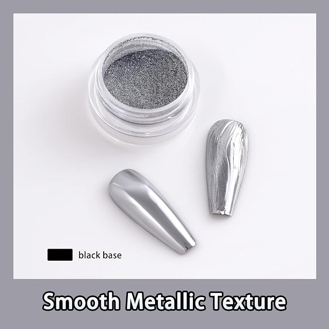 Chrome Nail Powder Set Metallic Mirror Glitter for Manicure Nail Art Decoration Gold Silver Bronze Rose Gold Silver Pigment 6 Colors Kit 0.5g/Jar (TR 6 Pcs Set)