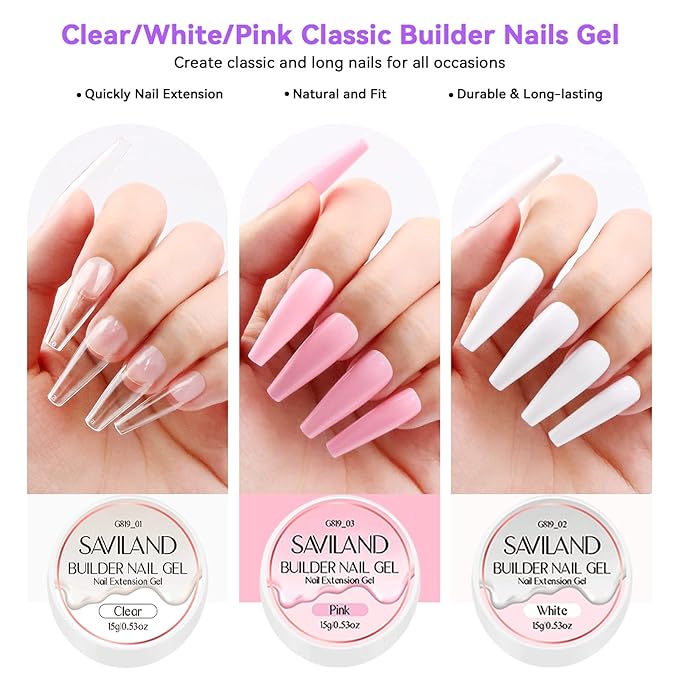Saviland Acrylic Nail Kit with Drill – Nail Kit Acrylic Set for Nails Extension with Brush Gel Polish Builder Nail Gel Portable U V Light for Home DIY