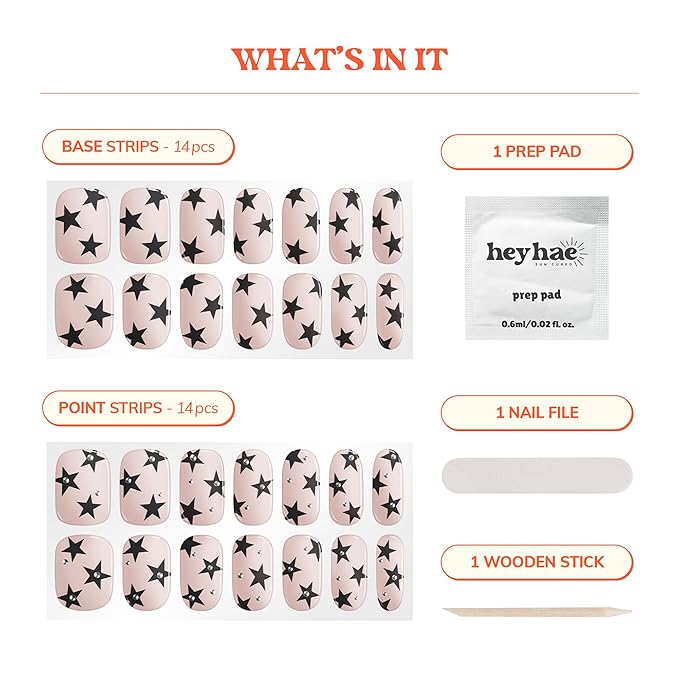 Essentials Bundle - Semi Cured Gel Nail Strips (Hey, You're My Star) + Top Gel [2 Pack]