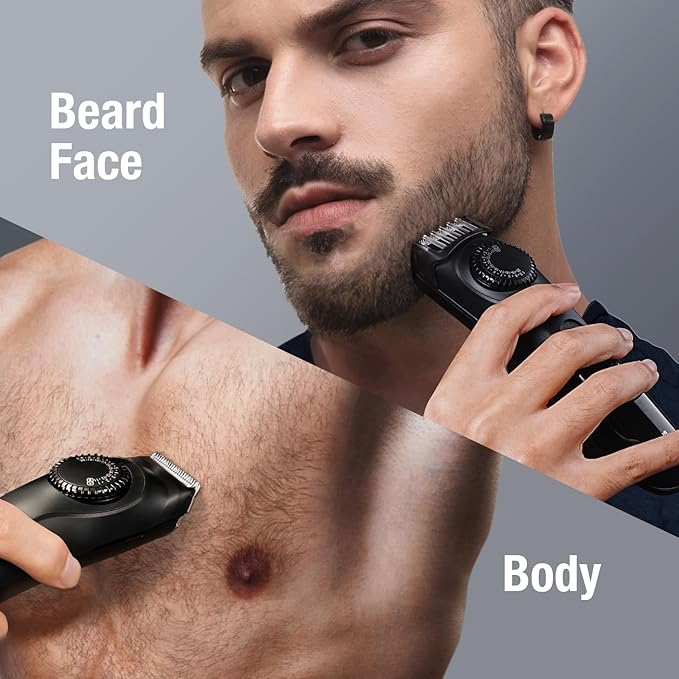 SUPRENT Adjustable Beard Trimmer for Men, Cordless Electric Beard Trimmer with Precision Dial, USB Rechargeable 19 Length Settings Mustache Trimmer for Mens Gifts