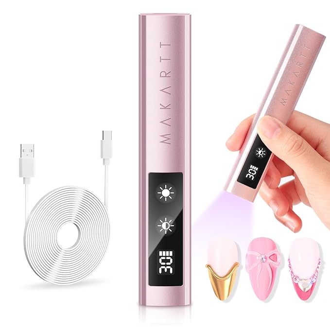 Makartt Handheld UV Nail Lamp with Painless Mode: Portable LED UV Light for Gel Nails Nail Dryer for Fast Curing Gel Polish Nail Glue Rechargeable USB Nail Light with LCD 3 Timer for Home Salon Use